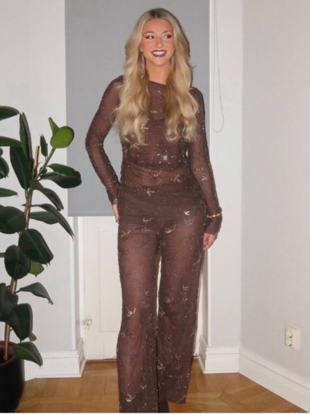ZARA BEADED SEQUIN PANTS - Picture 6 of 15
